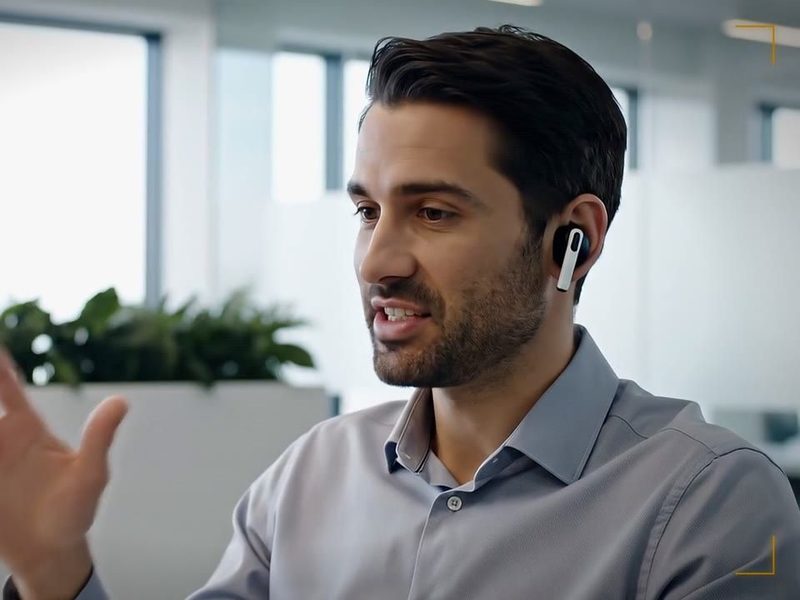 A buyer in conversation at his desk